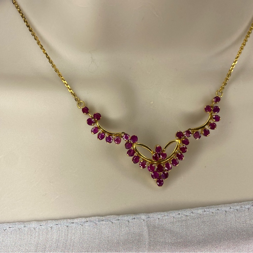 Burmese Ruby Necklace In 18k Solid Gold New - image 3